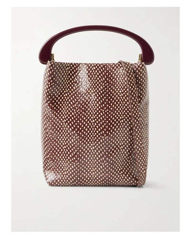 Dries van Noten Snake-effect Leather Shoulder Bag - Burgundy Burgundy