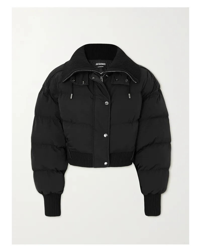 Jacquemus Caraco Mehrlagige Jacke Aus Rippstrick Und Gestepptem Shell - Schwarz Schwarz