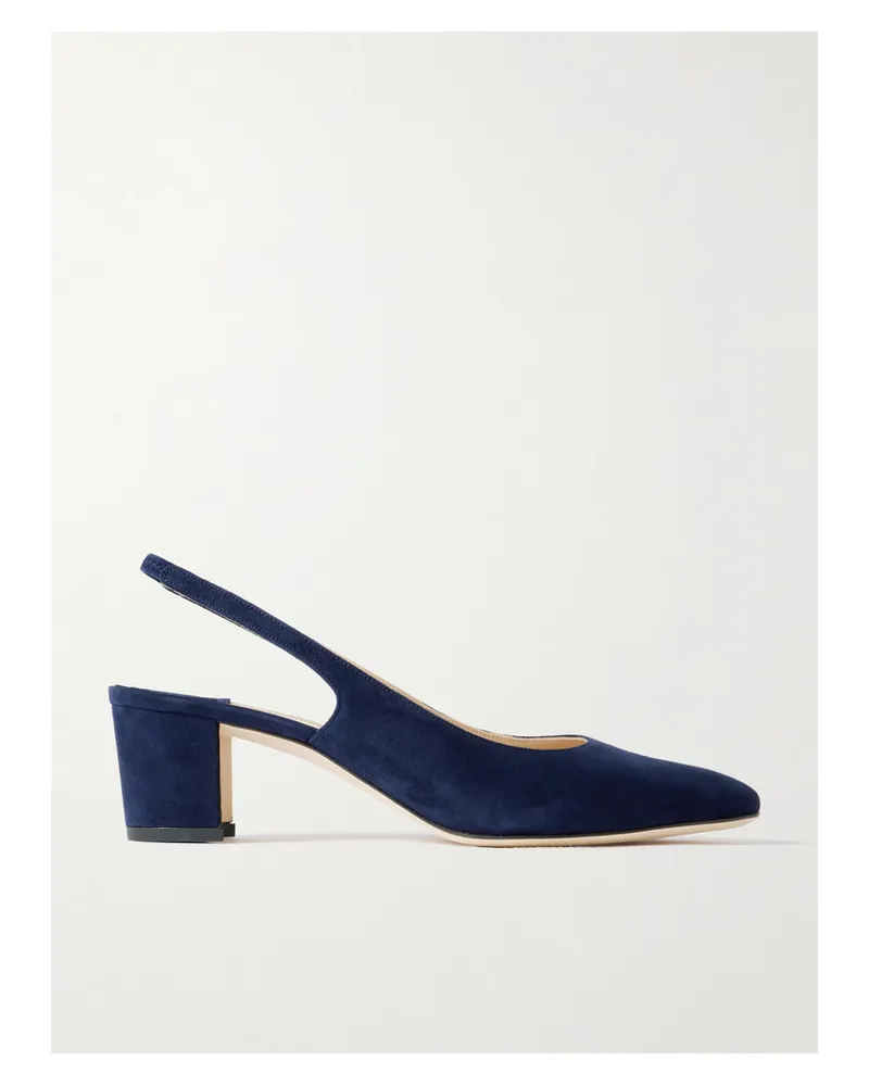 Manolo Blahnik Allurasan 50 Suede Slingback Pumps - Blue Blue