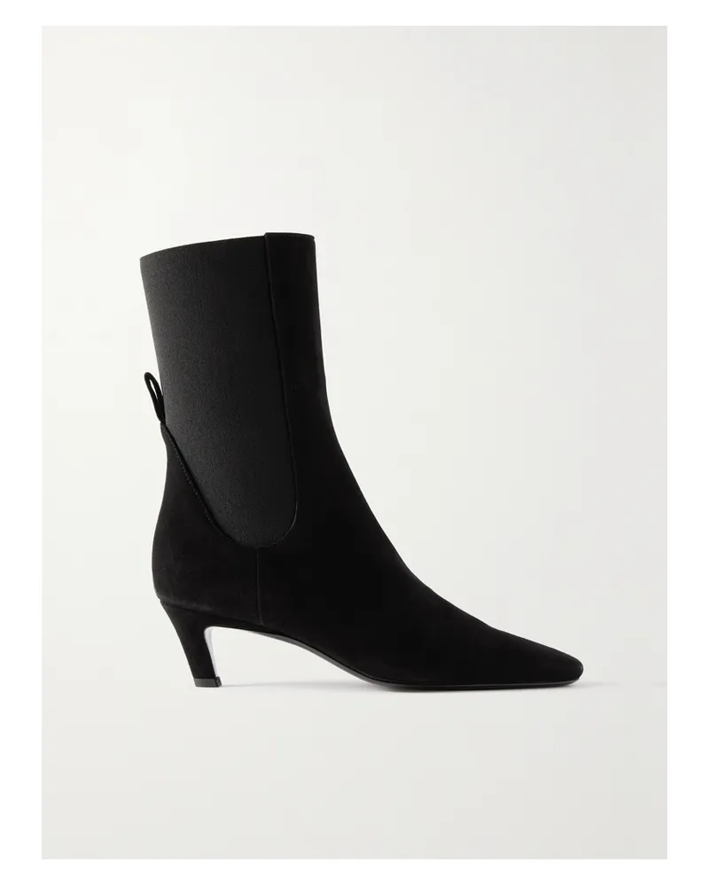 Totême The Mid Heel Suede Chelsea Boots - Black Black