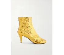Glove Ankle Boots Aus Metallic-leder In Knitteroptik - Gold