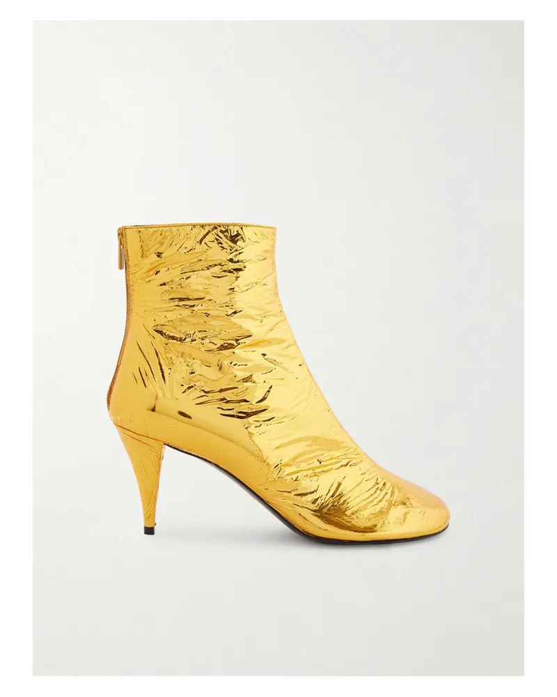 Proenza Schouler Glove Ankle Boots Aus Metallic-leder In Knitteroptik - Gold Gold