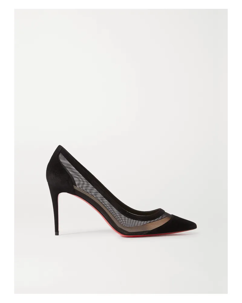 Christian Louboutin Galativi 85 Pumps Aus Veloursleder Und Mesh - Schwarz Schwarz