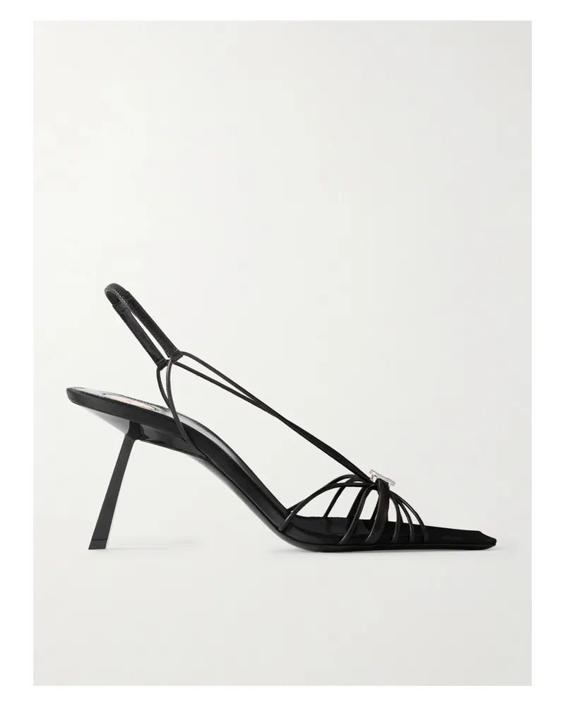 Saint Laurent Jerry Logo-embellished Leather Slingback Sandals - Black Black