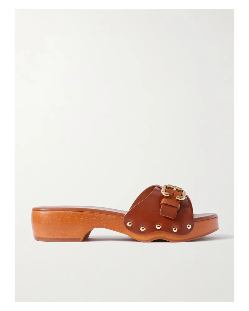 Chloé Jeannette Mules Aus Leder Mit Verzierungen - Braun Braun