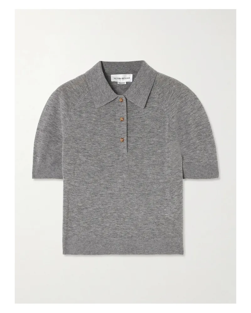 Victoria Beckham Merino Wool Polo Shirt - Gray Gray