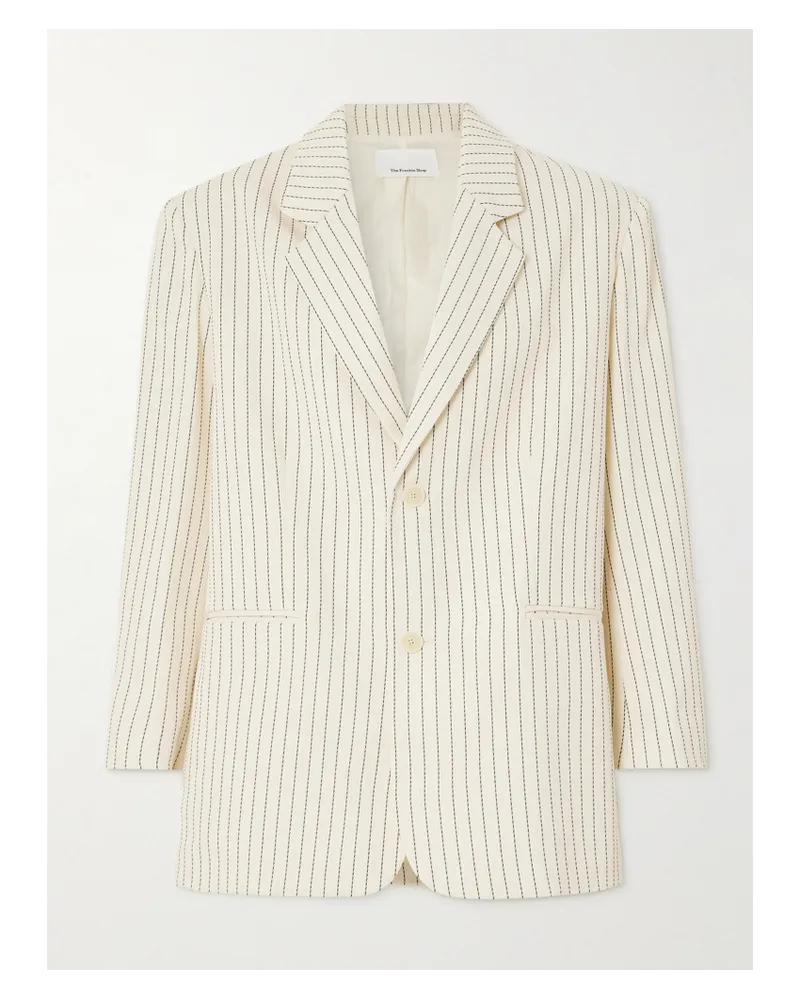 FRANKIE Shop Aiden Blazer aus Twill mit Nadelstreifen Wollweiß