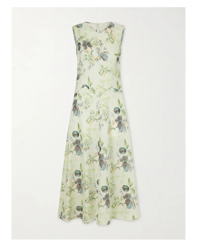 DÔEN Adelana Printed Ramie Midi Dress - Green Green