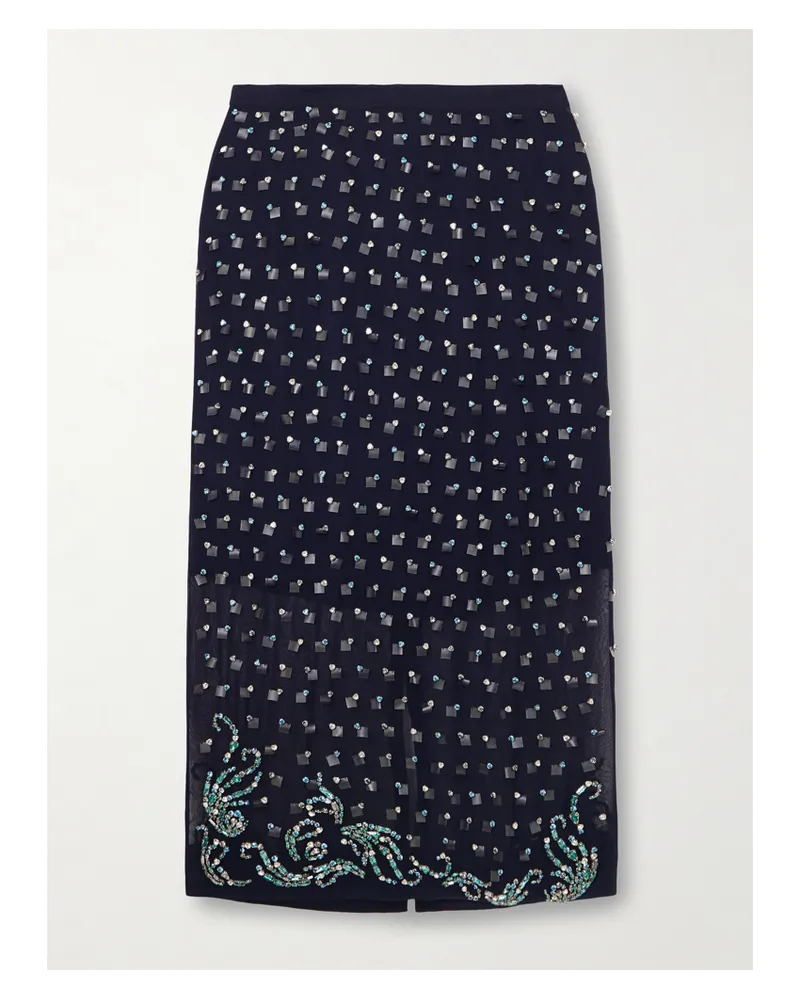 Dries van Noten Midirock Aus Chiffon Mit Verzierungen - Blau Blau