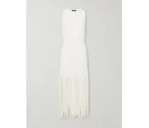 Fringed Pointelle-knit Midi Dress - Off-white