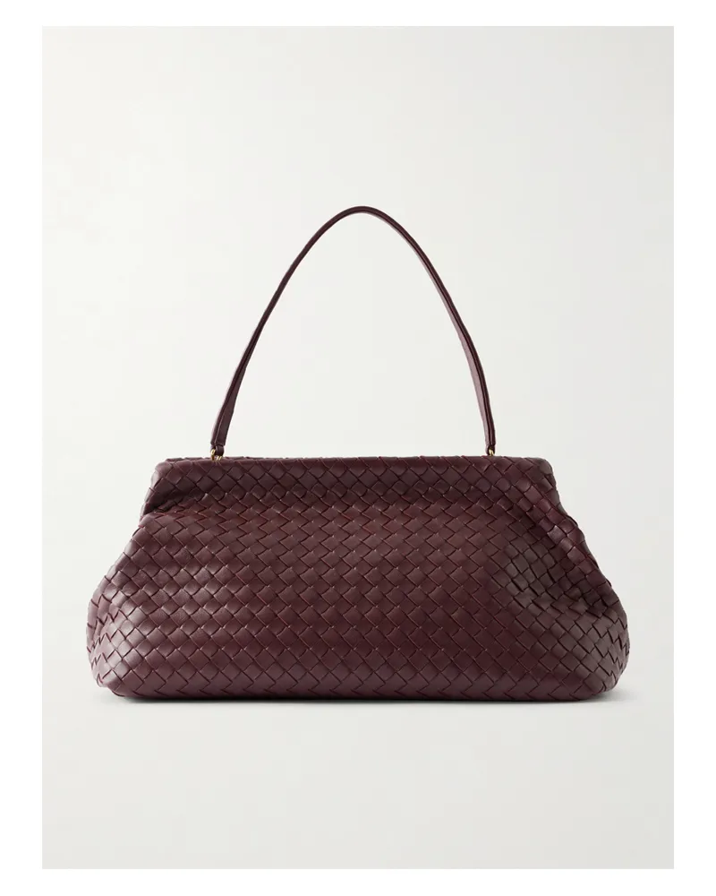 Bottega Veneta Intrecciato Leather Shoulder Bag - Burgundy Burgundy