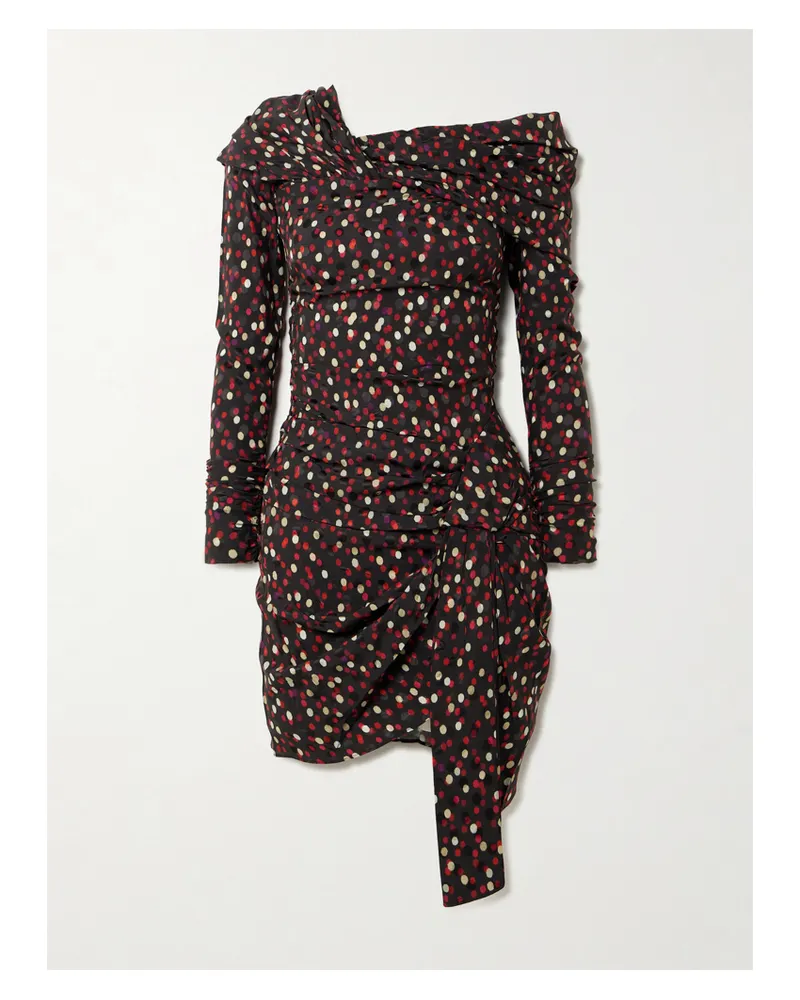 Isabel Marant Elara Asymmetrisches Kleid Aus Stretch-seide Mit Punkten - Burgunder Burgunder
