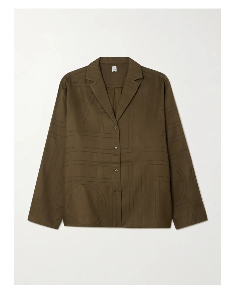 Totême Hemd Aus Modal-twill Mit Stickereien - Braun Braun