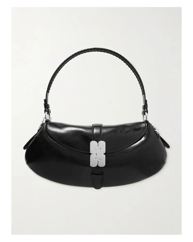 Ganni Kat Recycled Leather-blend Shoulder Bag - Black Black