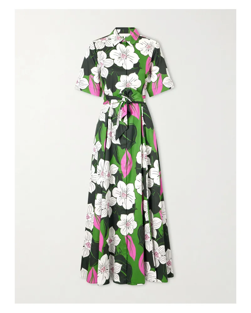 Borgo De Nor Floral-print Cotton Maxi Dress - Green Green