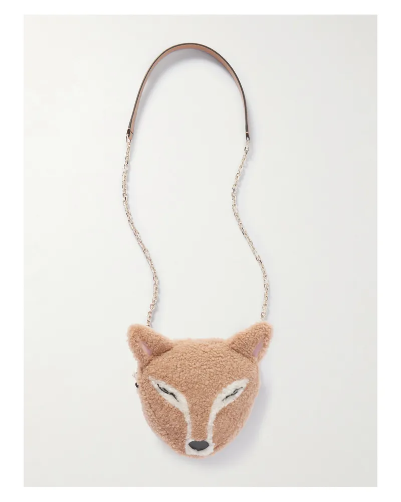 Jimmy Choo Fox Leather-trimmed Shearling Shoulder Bag - Brown Brown