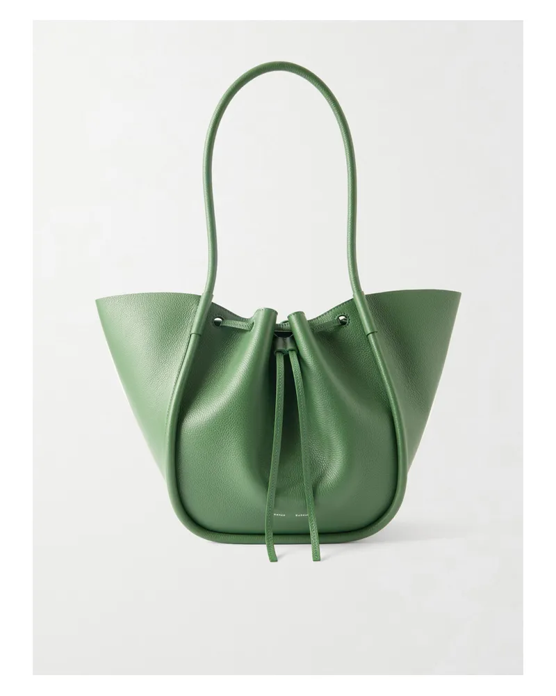 Proenza Schouler Large Ruched Textured-leather Tote - Green Green