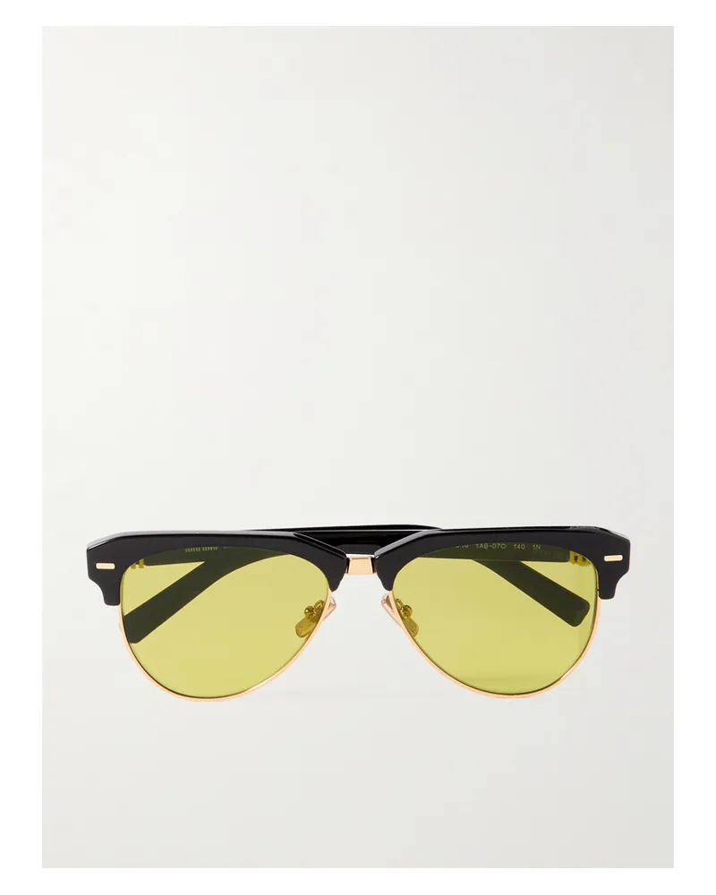 Miu Miu Aviator-style Acetate And Gold-tone Sunglasses - Black Black