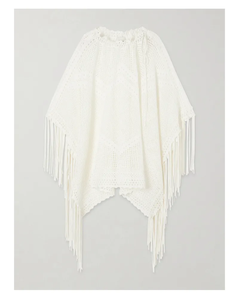 Isabel Marant Metilia Crocheted Fringed Cotton Top - Neutrals Neutrals