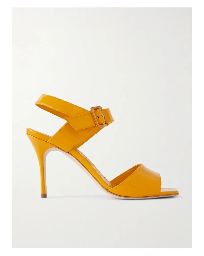 Manolo Blahnik Fairu 90 Sandalen Aus Lackleder - Gelb Gelb