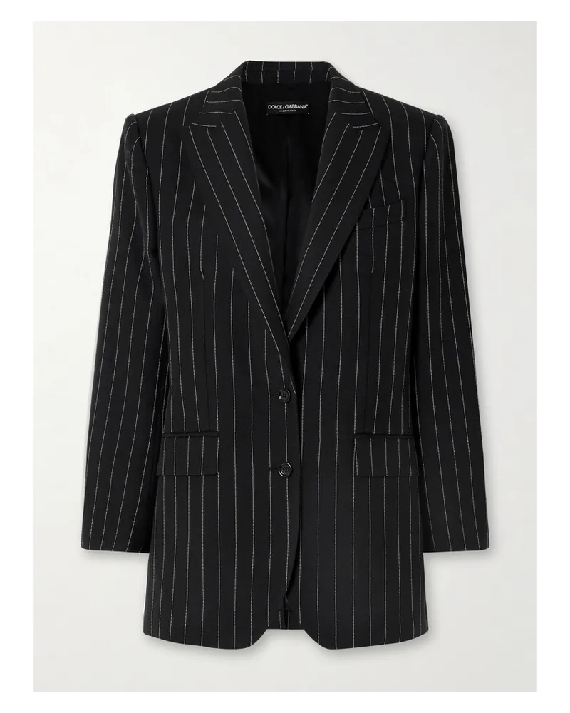 Dolce & Gabbana Blazer aus Woll-twill mit Nadelstreifen Schwarz