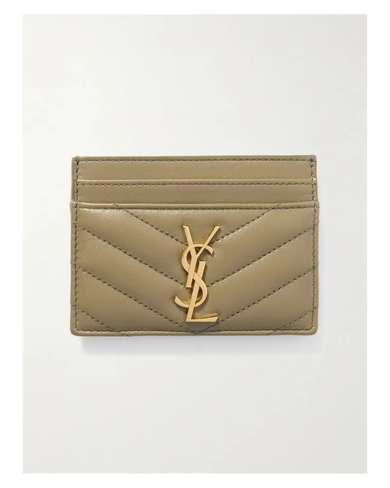 Saint Laurent Cassandre Kartenetui Aus Matelassé-leder - Grün Grün