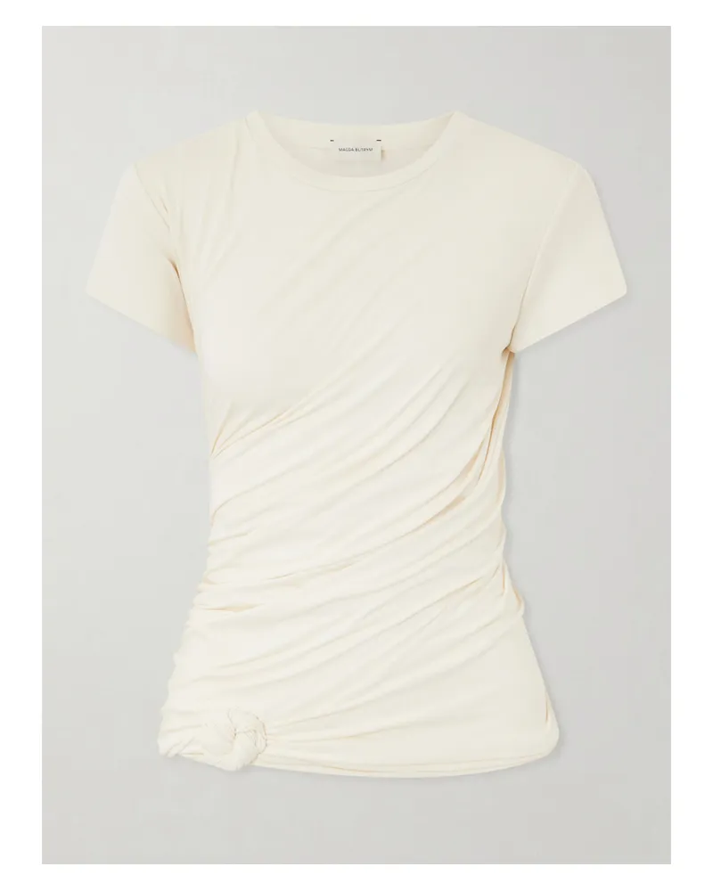 Magda Butrym Gathered Jersey T-shirt - Neutrals Neutrals
