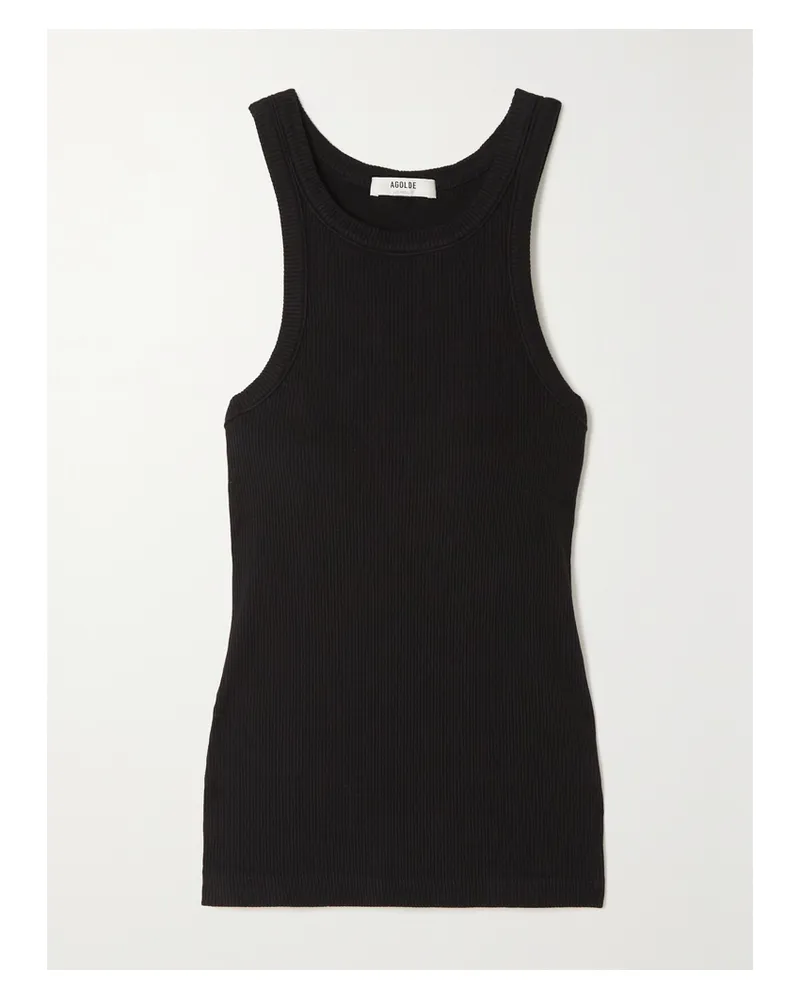 AGOLDE Bailey Geripptes Tanktop Aus Einer Lyocell-biobaumwollmischung Mit Stretch-anteil - Schwarz Schwarz