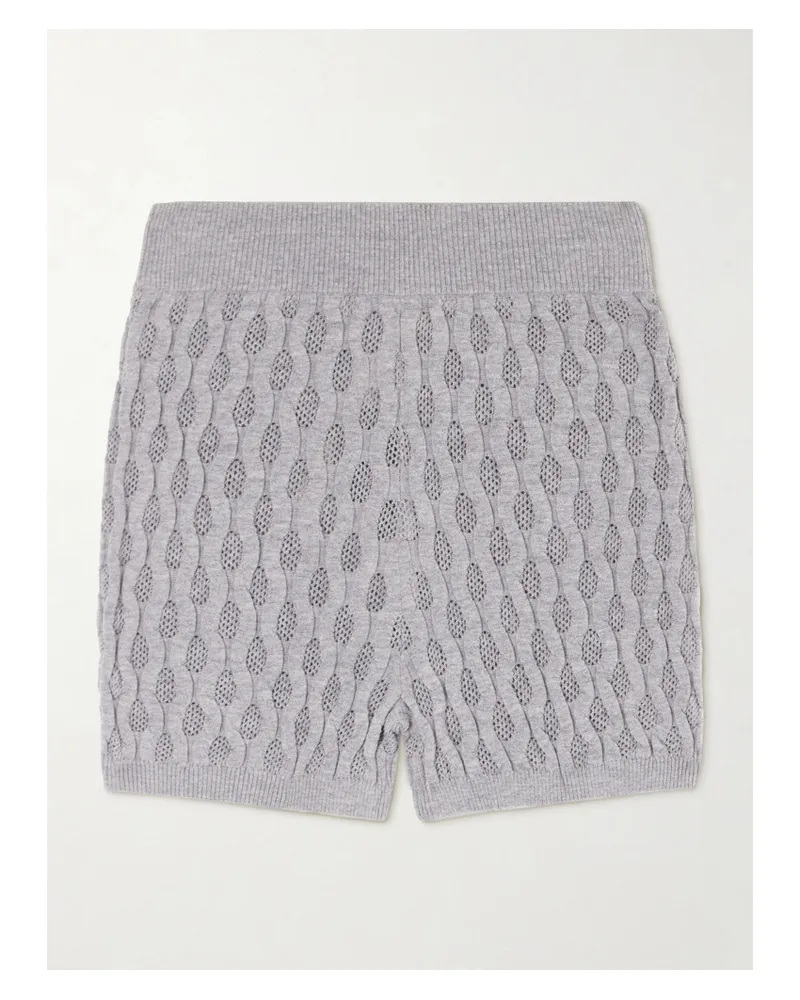Dries van Noten Target Pointelle Merino Wool Shorts - Gray Gray