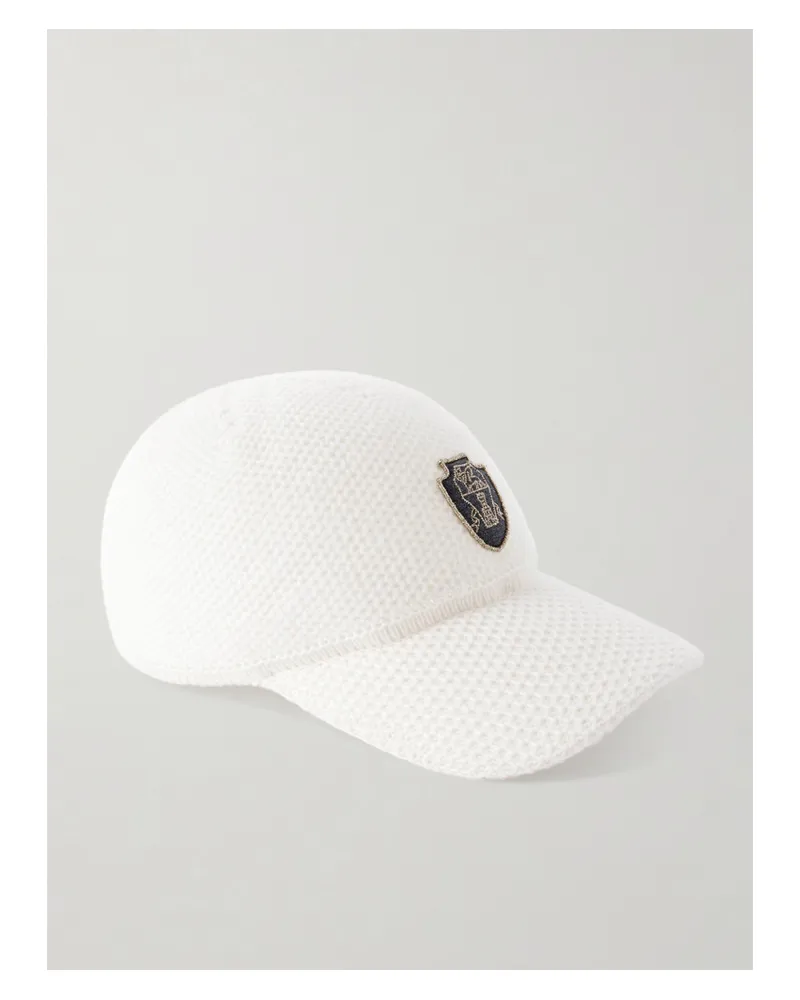 Brunello Cucinelli Baseballkappe Aus Wolle In Waffelstrick Mit Applikation - Weiß Weiß