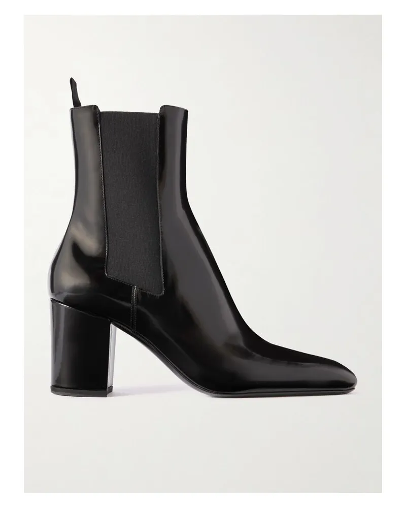 Saint Laurent Betty Chelsea Boots Aus Glanzleder - Schwarz Schwarz