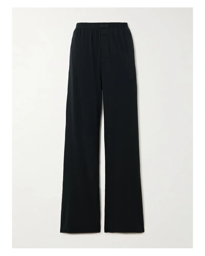 SKIMS Boyfriend Loose Pants – Onyx – Hose Mit Geradem Bein Aus Stretch-jersey Aus Einer Modal-baumwollmischung - Schwarz Schwarz