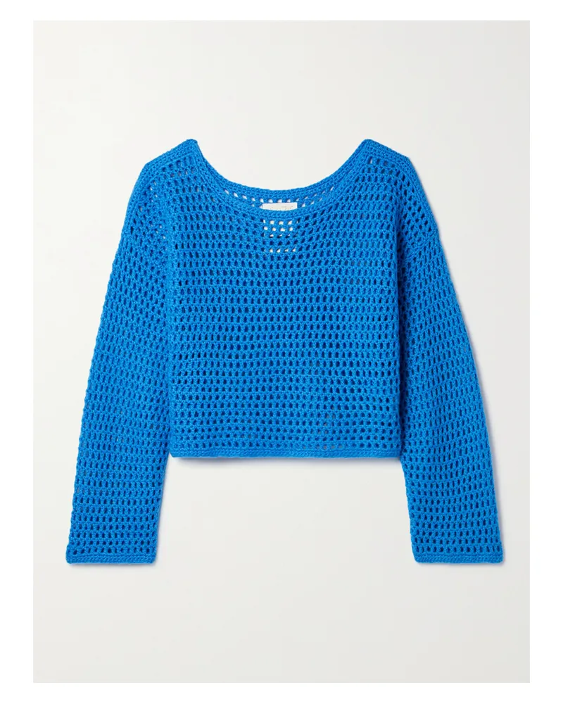 Suzie Kondi Dimitra Verkürzter Pullover Aus Gehäkeltem Kaschmir - Blau Blau