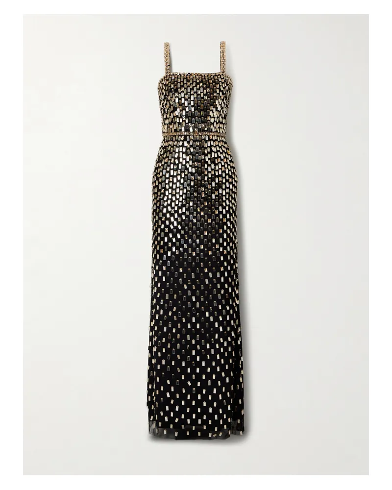 Jenny Packham Juliette Embellished Mesh Gown - Black Black