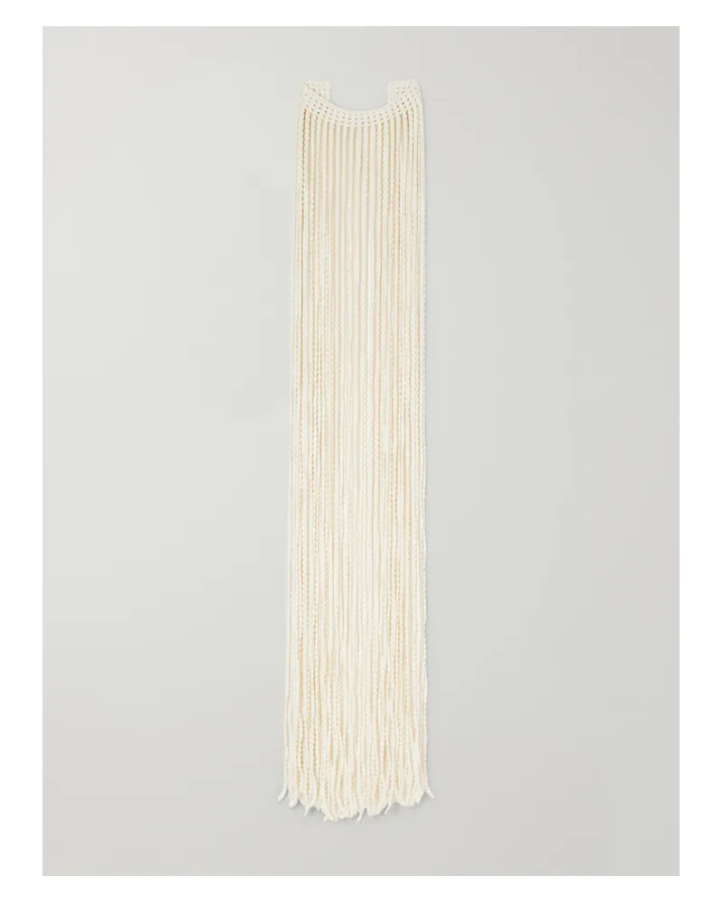 Alaïa Fringed Crocheted Scarf - Neutrals Neutrals