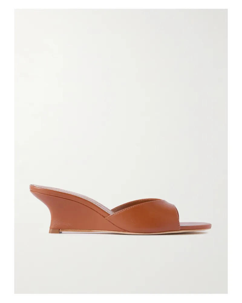 STAUD Brigitte Mules Aus Leder Mit Keilabsatz - Braun Braun