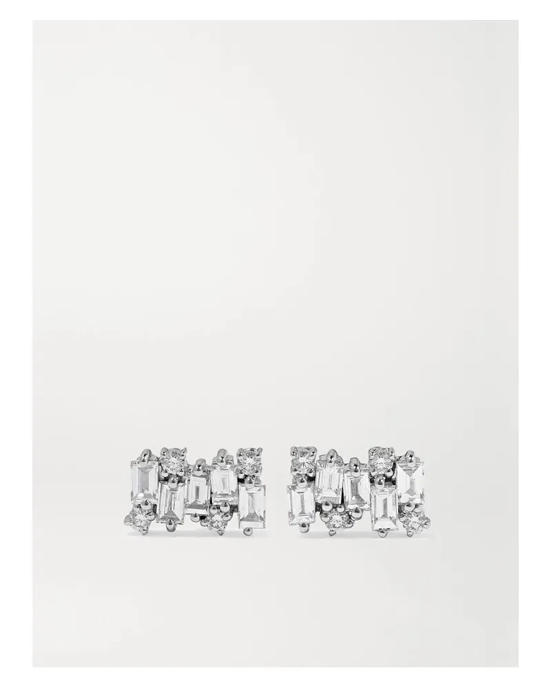 Suzanne Kalan Shimmer Ohrringe Aus 18 Karat Weißgold Mit Diamanten - Silber Silber