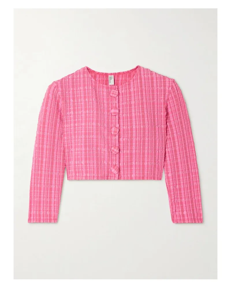 Lisa Marie Fernandez Verkürzter Cardigan Aus Kariertem Seersucker - Pink Pink