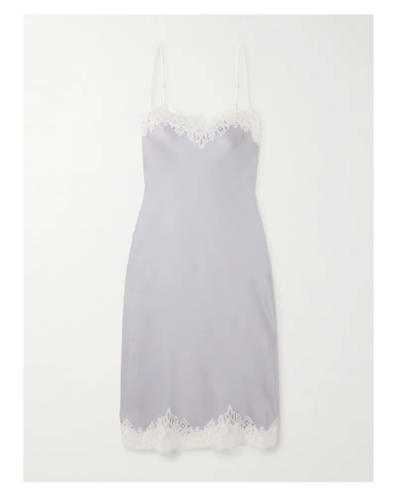 Stella McCartney Midikleid Aus Glänzendem Crêpe Mit Spitzenbesätzen - Lila Lila