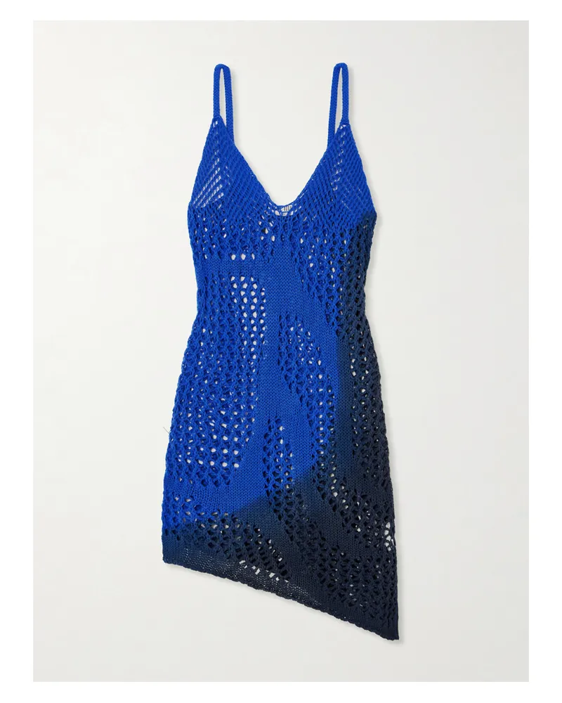 ATTICO Asymmetrisches Minikleid Aus Baumwolle In Lochstrick Mit Farbverlauf - Blau Blau