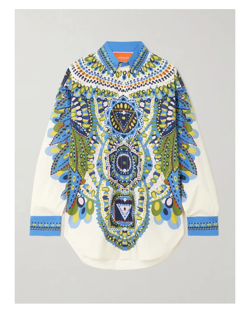 La DoubleJ Better Than Your Boyfriend's Hemd Aus Bedruckter Baumwollpopeline - Blau Blau