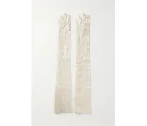 Handschuhe aus Satin mit Pailletten