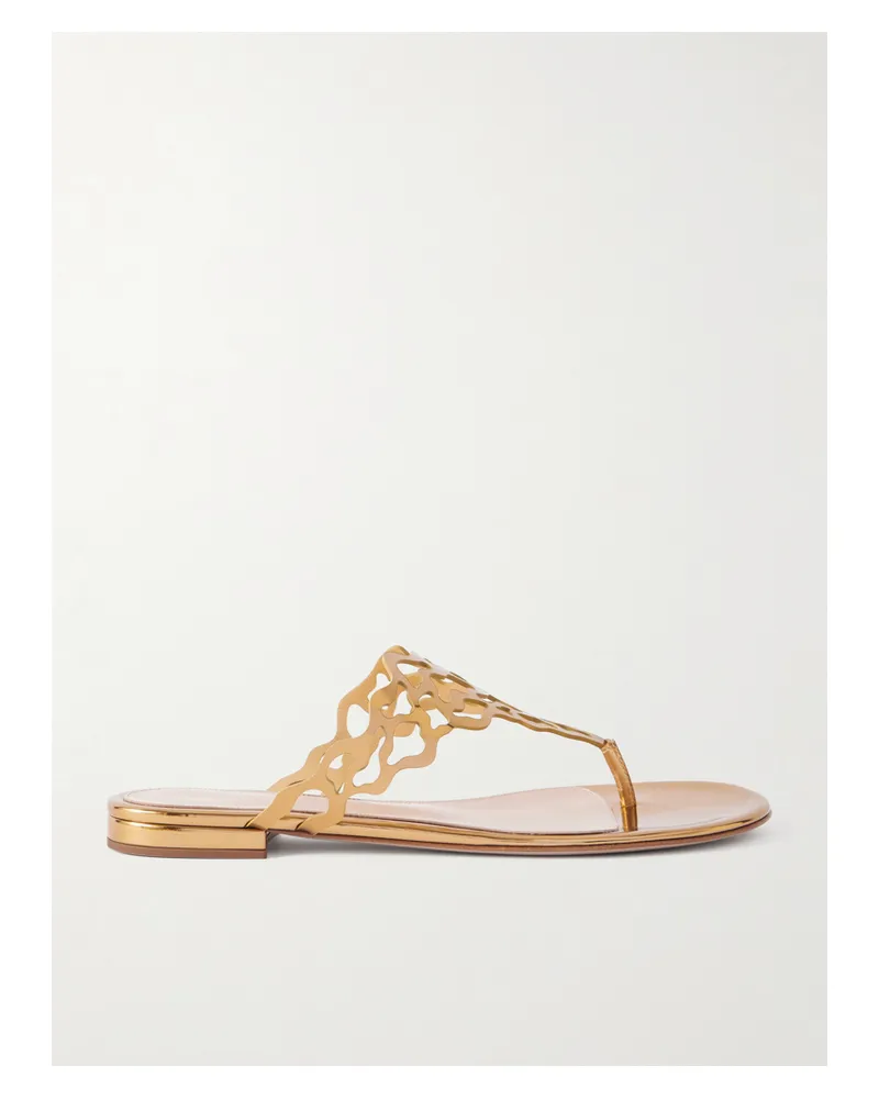Gianvito Rossi Sandalen Aus Lasergeschnittenem Leder Mit Spiegeleffekt - Gold Gold