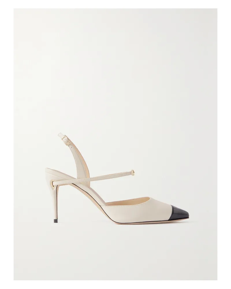 Jennifer Chamandi Vittorio 85 Slingback-pumps Aus Leder Und Lackleder - Elfenbein Elfenbein