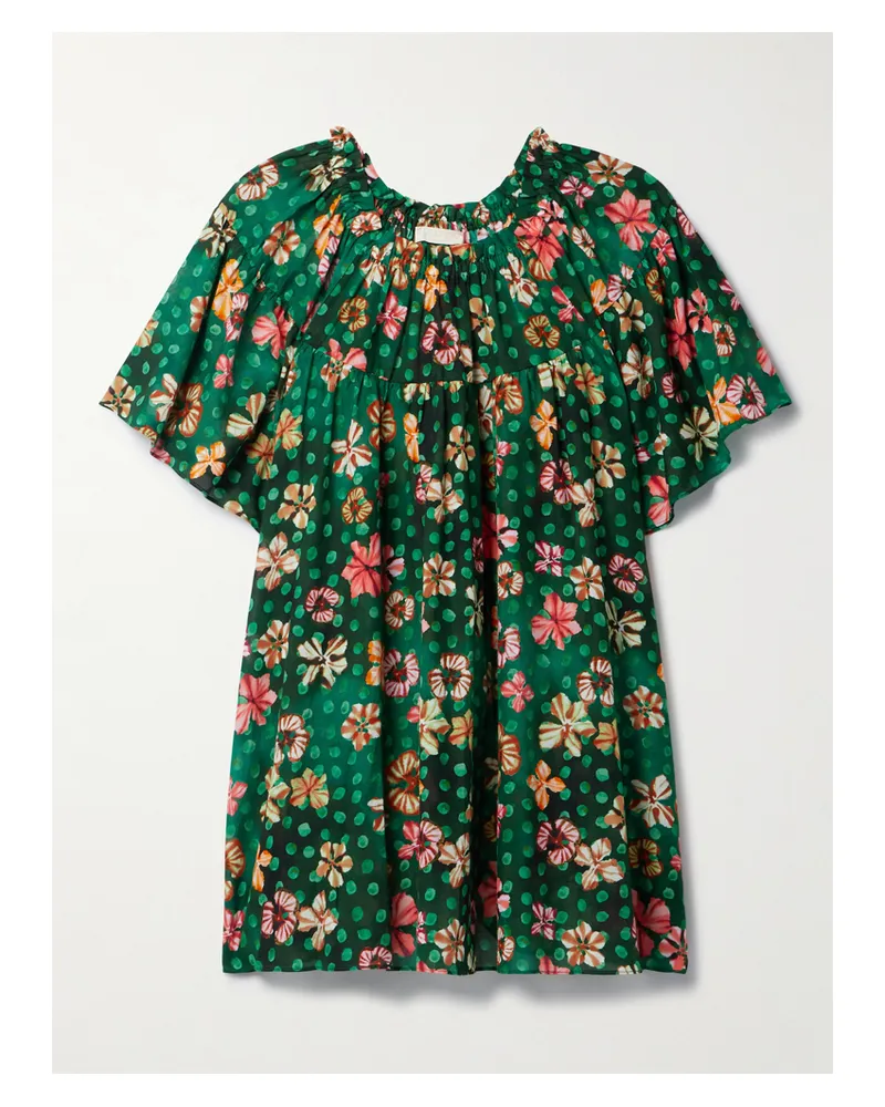 Ulla Johnson Gallia Minikleid Aus Bedrucktem Voile Aus Einer Baumwollmischung - Grün Grün
