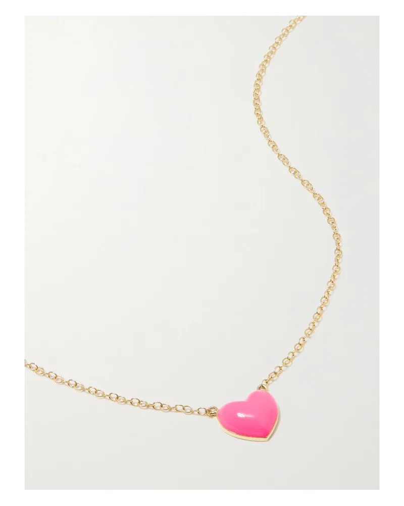 Alison Lou Heart Kette Aus 14 Karat Gold Mit Emaille - Pink Pink
