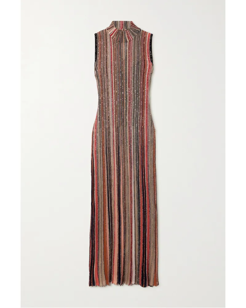 Missoni Maxikleid aus Gestreiftem Metallic-rippstrick Mehrfarbig