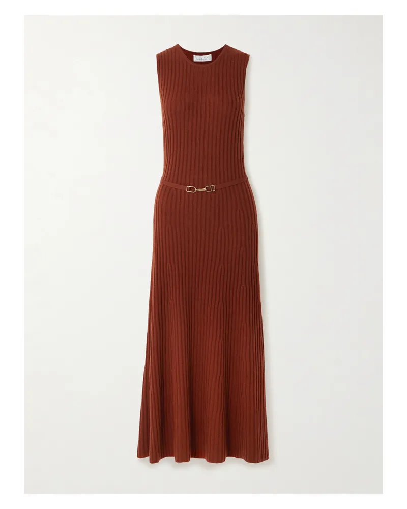 Gabriela Hearst Meier Midikleid Aus Einer Gerippten Woll-kaschmirmischung Mit Gürtel - Burgunder Burgunder