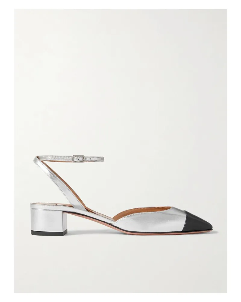 Aquazzura French Flirt 35 Zweifarbige Pumps Aus Metallic-leder - Silber Silber