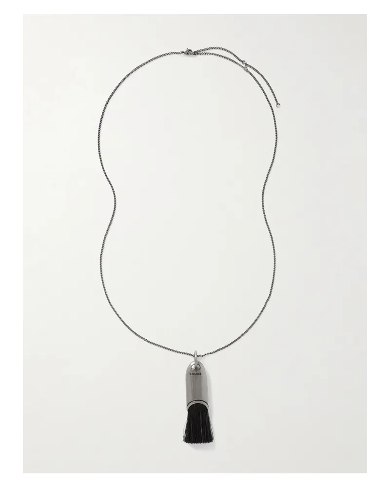 Christophe Lemaire Personal Brush Silver-tone And Horse Hair Necklace Silver